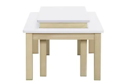 Miliboo Couchtisch skandinavisch mit integrierter Bank Weiß und helles Holz CYBEL* Couchtische