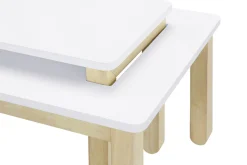 Miliboo Couchtisch skandinavisch mit integrierter Bank Weiß und helles Holz CYBEL* Couchtische