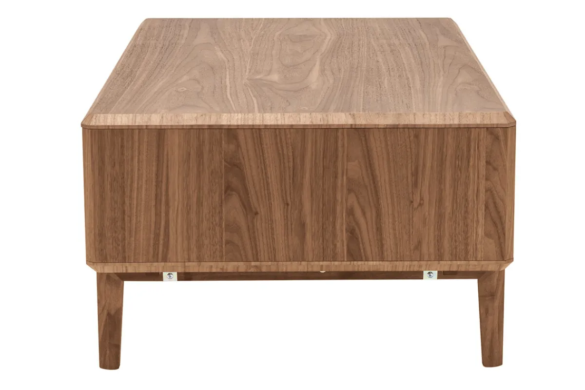 Miliboo Couchtisch Walnussfurnier mit Stauraum B100 cm SUVA* Couchtische