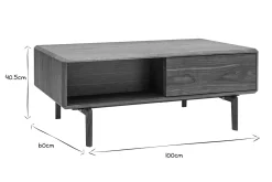 Miliboo Couchtisch Walnussfurnier mit Stauraum B100 cm SUVA* Couchtische
