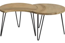 Miliboo Couchtische strukturiert aus Mangoholz und schwarzes Metall (3er-Set) VIBES* Couchtische