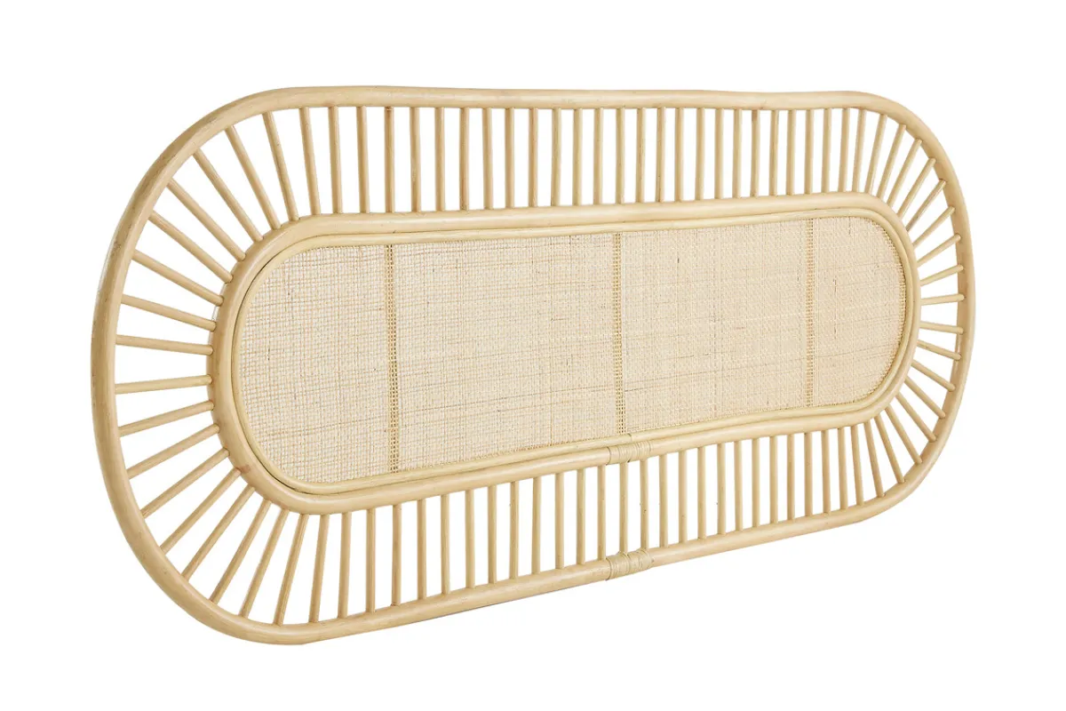 Miliboo Dekoratives Bettkopfteil aus naturfarbenem Rattan und Rohrgeflecht B165 cm BOW* Bett-kopfteile