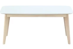 Miliboo Design Bank 100 cm Weiß und Holz LEENA* Holzstühle|Bänke