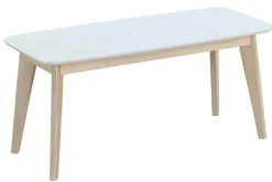 Miliboo Design Bank 100 cm Weiß und Holz LEENA* Holzstühle|Bänke