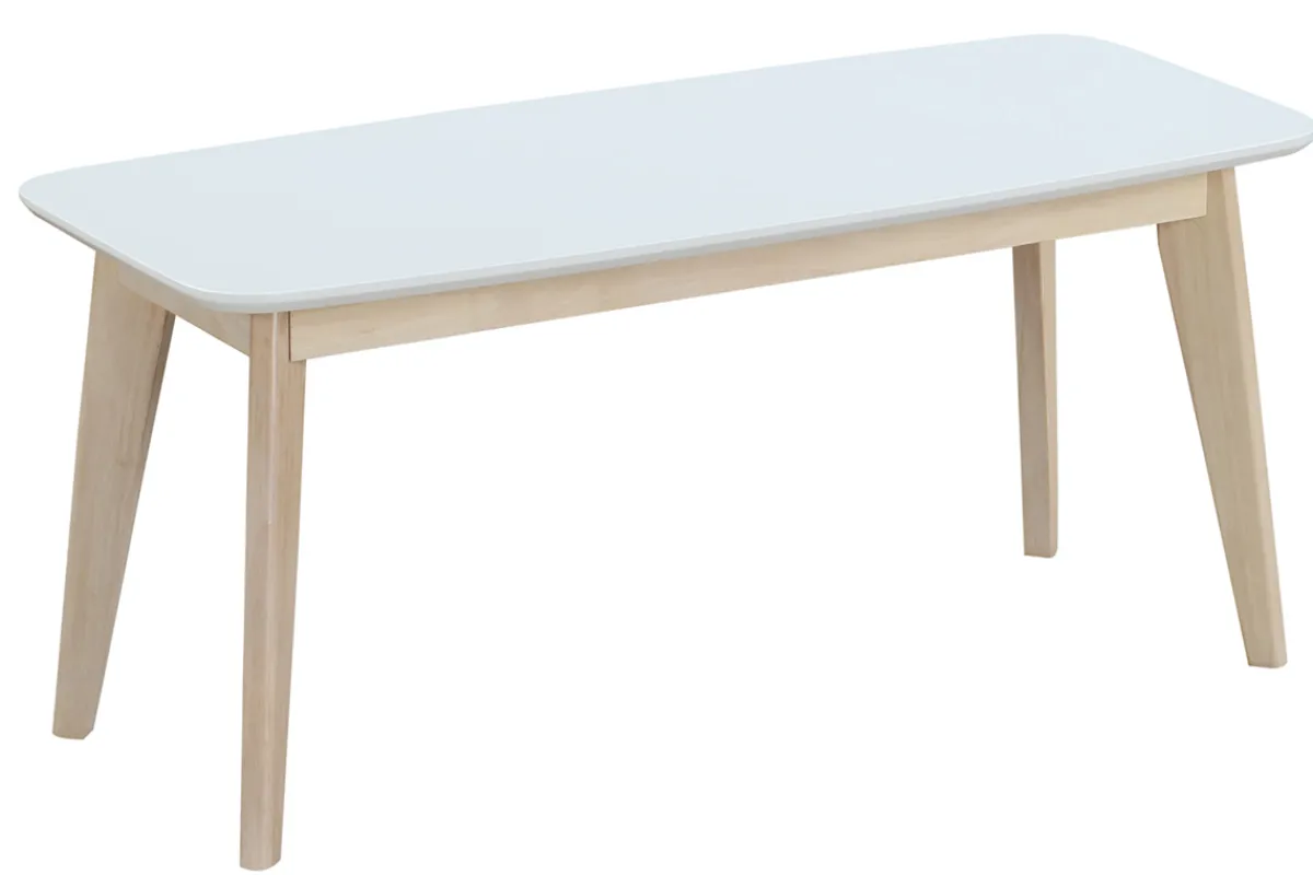 Miliboo Design Bank 100 cm Weiß und Holz LEENA* Holzstühle|Bänke