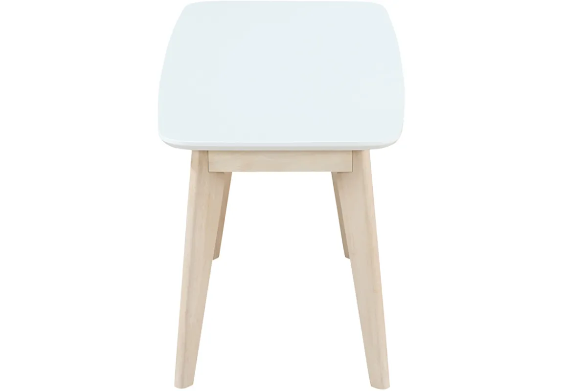 Miliboo Design Bank 100 cm Weiß und Holz LEENA* Holzstühle|Bänke