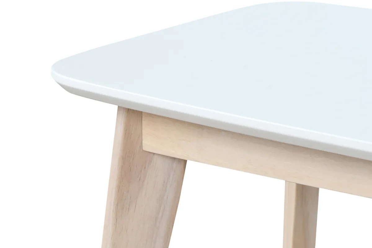 Miliboo Design Bank 100 cm Weiß und Holz LEENA* Holzstühle|Bänke