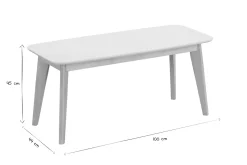 Miliboo Design Bank 100 cm Weiß und Holz LEENA* Holzstühle|Bänke