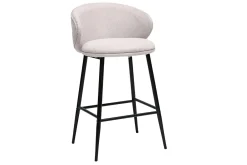 Miliboo Design Barhocker aus texturiertem, beigefarbenem Samtstoff und schwarzem Metall (Set mit 2) ROSALIE* Barhocker