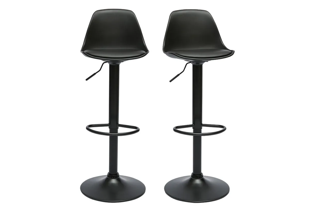 Miliboo Design schwarze Barhocker (2er Set) STEEVY* Barhocker