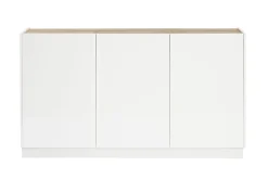 Miliboo Design Sideboard Weiß und helles Holz 3 Türen B155 cm NELIO* Sideboards