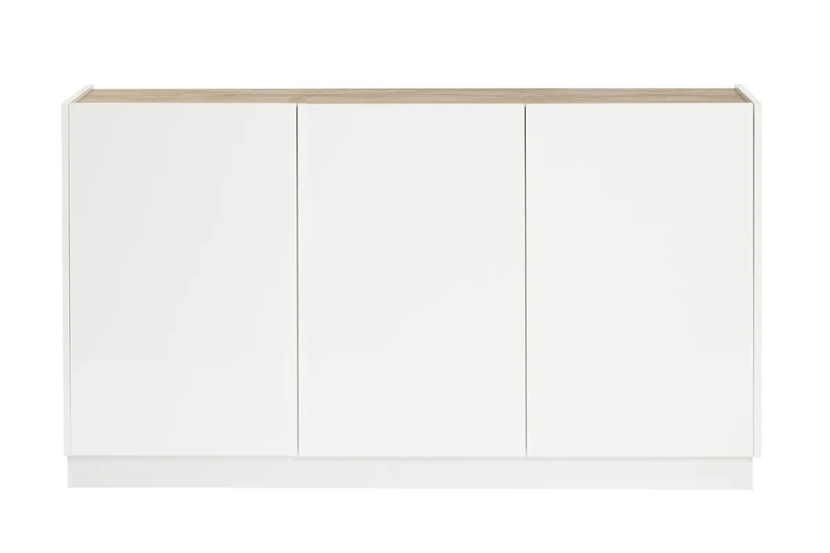 Miliboo Design Sideboard Weiß und helles Holz 3 Türen B155 cm NELIO* Sideboards