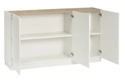 Miliboo Design Sideboard Weiß und helles Holz 3 Türen B155 cm NELIO* Sideboards