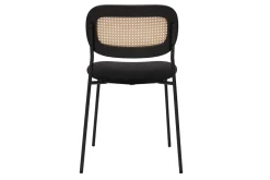 Miliboo Design Stühle aus schwarzem Samt, schwarzem Metall und Rattan-Geflecht (Set von 2) MIRANDA* Design-stühle