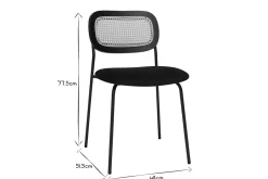 Miliboo Design Stühle aus schwarzem Samt, schwarzem Metall und Rattan-Geflecht (Set von 2) MIRANDA* Design-stühle