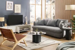Miliboo Design TV-Möbel mit weißer Hochglanzoberfläche L205 cm NEMA* Tv-lowboards