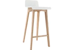 Miliboo Design-Barhocker / -stuhl Holz naturfarben und Weiß skandinavisch BALTIK* Barhocker