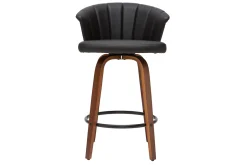 Miliboo Design-Barhocker ALBIN drehbar schwarz und dunkles Holz H65 cm* Barhocker