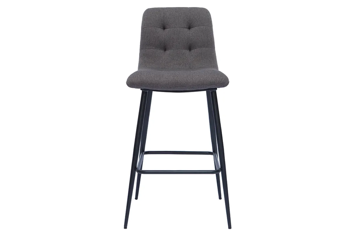 Miliboo Design-Barhocker aus grauem Stoff und Metall H65 cm (Satz von 2) ESCAPE* Barhocker