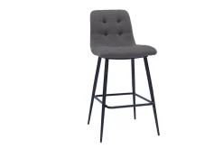 Miliboo Design-Barhocker aus grauem Stoff und Metall H65 cm (Satz von 2) ESCAPE* Barhocker