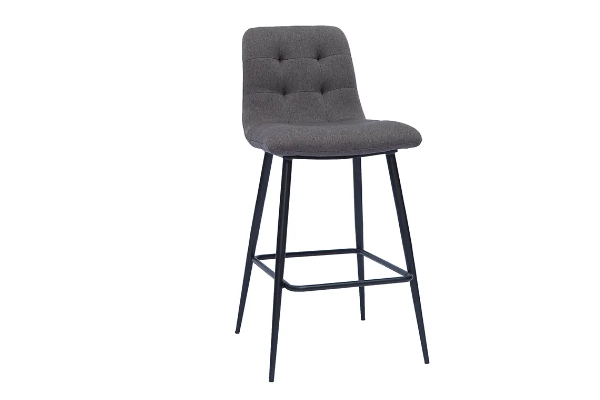 Miliboo Design-Barhocker aus grauem Stoff und Metall H65 cm (Satz von 2) ESCAPE* Barhocker