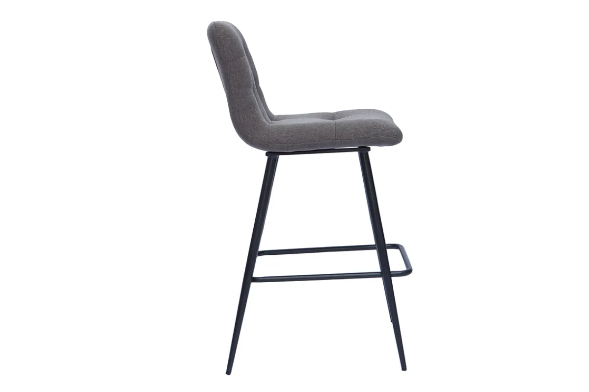 Miliboo Design-Barhocker aus grauem Stoff und Metall H65 cm (Satz von 2) ESCAPE* Barhocker