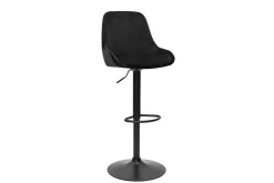Miliboo Design-Barhocker aus petrolblauem Samtstoff und schwarzem Metall 360° drehbar (2er-Set) HOLO* Barhocker