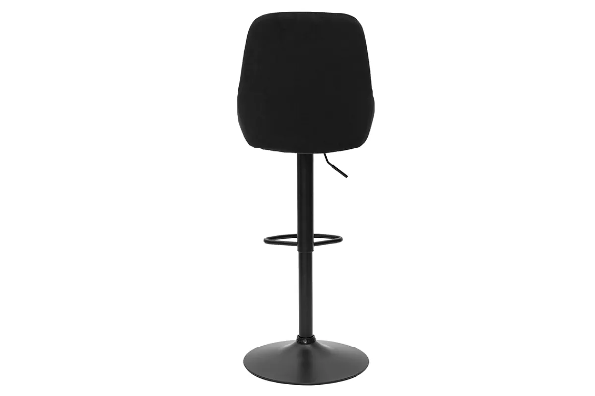 Miliboo Design-Barhocker aus petrolblauem Samtstoff und schwarzem Metall 360° drehbar (2er-Set) HOLO* Barhocker