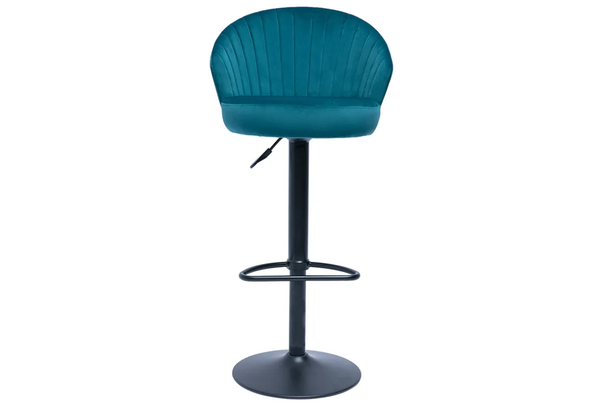 Miliboo Design-Barhocker aus petrolfarbenem Samt IZAAC* Barhocker