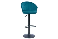 Miliboo Design-Barhocker aus petrolfarbenem Samt IZAAC* Barhocker