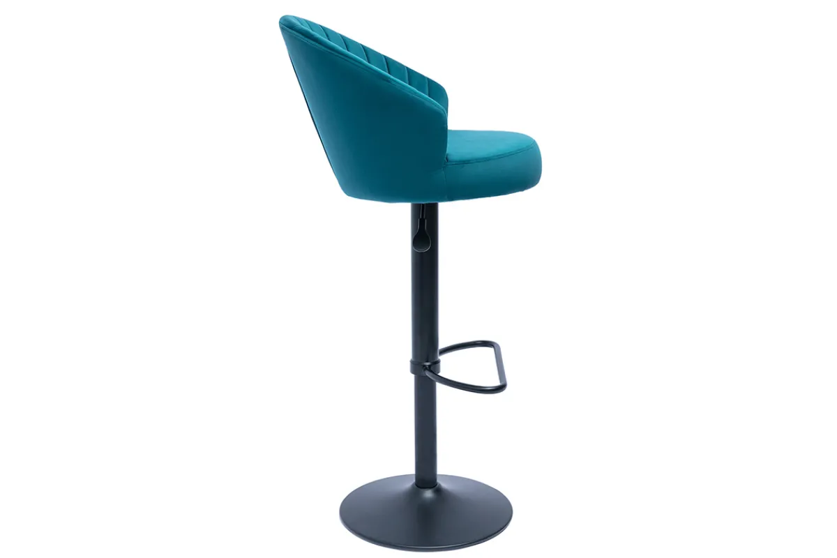 Miliboo Design-Barhocker aus petrolfarbenem Samt IZAAC* Barhocker