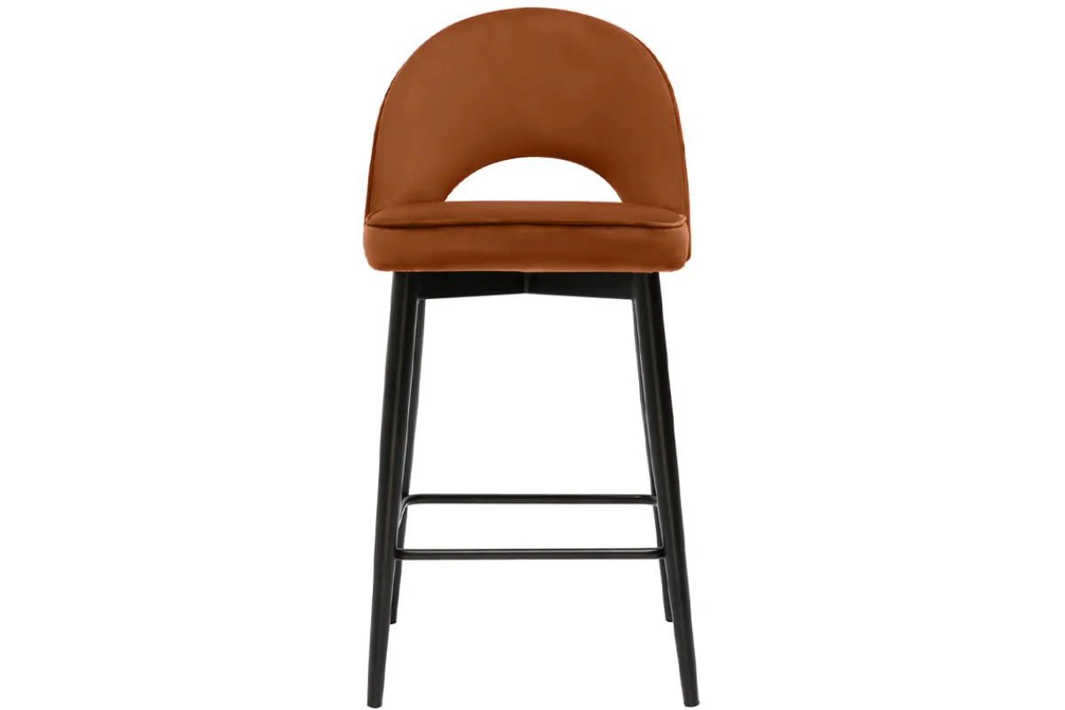 Miliboo Design-Barhocker aus terracottafarbenem Samt und Metall H69 cm BELLEROSE* Barhocker
