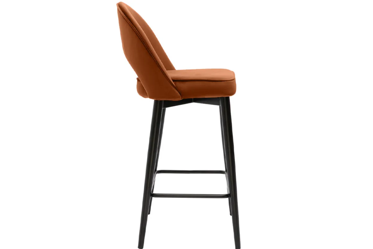 Miliboo Design-Barhocker aus terracottafarbenem Samt und Metall H69 cm BELLEROSE* Barhocker