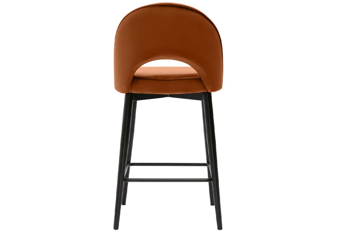 Miliboo Design-Barhocker aus terracottafarbenem Samt und Metall H69 cm BELLEROSE* Barhocker