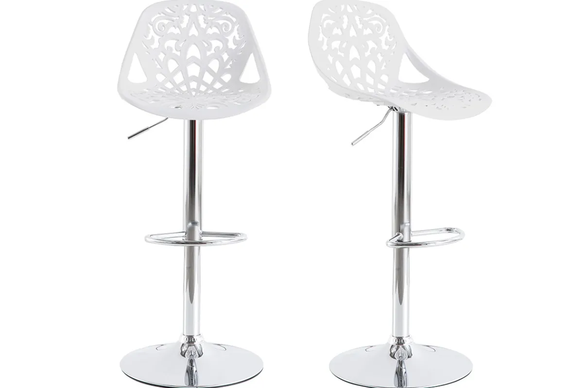 Miliboo Design-Barhocker Barock Weiß 2er Set BAROCCA.* Barhocker