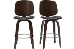 Miliboo Design-Barhocker drehbar schwarz und dunkles Holz H66 cm (2er-Set) BECK* Barhocker