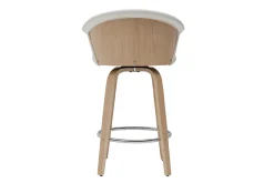 Miliboo Design-Barhocker drehbar weiß und helles Holz H65 cm ALBIN* Barhocker