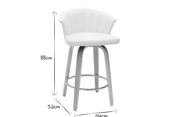 Miliboo Design-Barhocker drehbar weiß und helles Holz H65 cm ALBIN* Barhocker