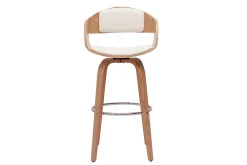 Miliboo Design-Barhocker drehbar weiß und helles Holz H 67 cm GAO* Barhocker