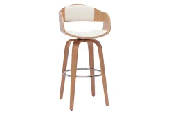 Miliboo Design-Barhocker drehbar weiß und helles Holz H 67 cm GAO* Barhocker