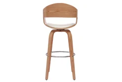 Miliboo Design-Barhocker drehbar weiß und helles Holz H 67 cm GAO* Barhocker