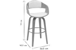 Miliboo Design-Barhocker drehbar weiß und helles Holz H 67 cm GAO* Barhocker