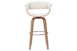 Miliboo Design-Barhocker drehbar weiß mit hellem Holz H 67 cm OKTAV* Barhocker