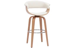 Miliboo Design-Barhocker drehbar weiß mit hellem Holz H 67 cm OKTAV* Barhocker