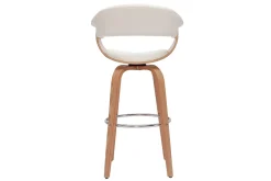 Miliboo Design-Barhocker drehbar weiß mit hellem Holz H 67 cm OKTAV* Barhocker