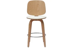 Miliboo Design-Barhocker drehbar weiß und helles Holz H66 cm (2er-Set) BECK* Barhocker