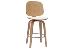 Miliboo Design-Barhocker drehbar weiß und helles Holz H66 cm (2er-Set) BECK* Barhocker