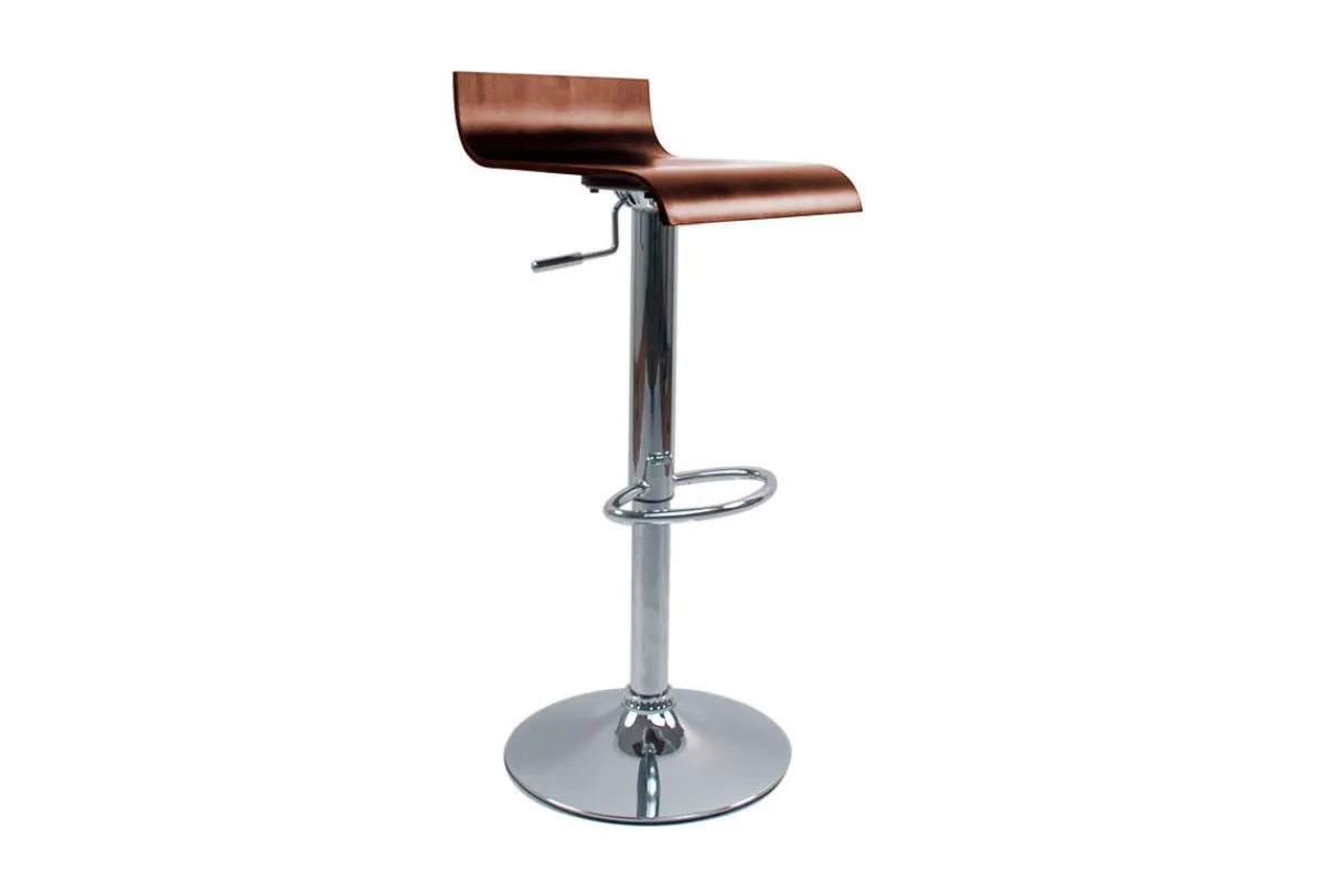 Miliboo Design-Barhocker dunkles Holz mit Walnuss-Finish und verchromtes Metall (2er-Set) SURF V2* Barhocker