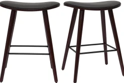 Miliboo Design-Barhocker dunkles Holz mit Walnuss-Finish H65 cm (2er-Set) MEADOW* Barhocker