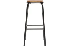 Miliboo Design-Barhocker Edelstahl 2er-Set H 75 cm dunkles Holz MEMPHIS* Barhocker